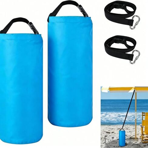 Drawstring Pouch Round Bottom Storage Bag Sand Anchor Sack Umbrella Weight Carrier Tough Waterproof Polyester With Adjustable Strap suitable for tent, Blue in Kuwait