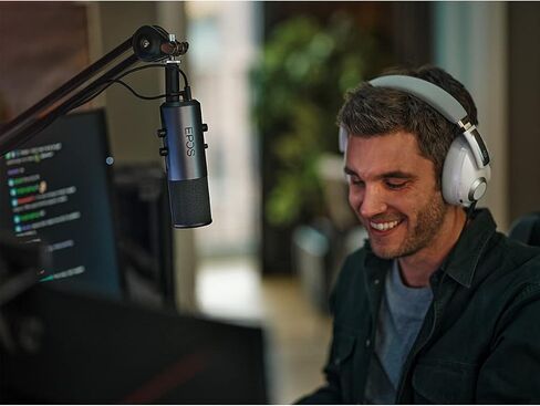 EPOS Gaming B20 Streaming Microphone - 2.9m Cable USB-C Computer Microphone for Gaming - PC & Laptop Connection with Audio Controls - Compatible with PC, Mac, and PS4/5 - Desk Stand Included, Gray in Saudi Arabia