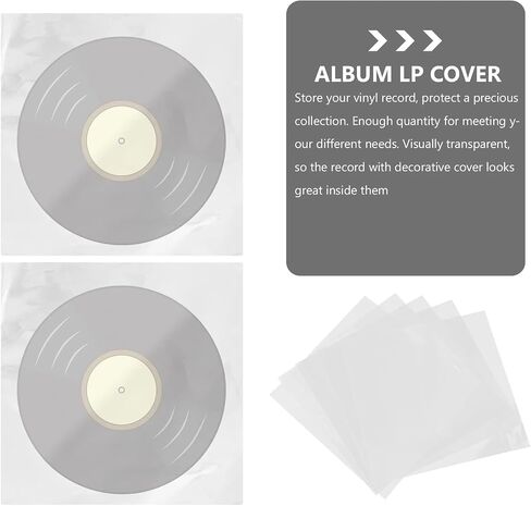 Clear Vinyl Record Sleeves 50 Pack, Protective Outer Covers for 12-Inch Albums in Saudi Arabia