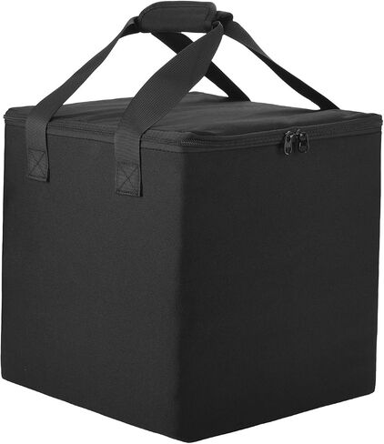 12Inch Record Organizer Bag with Upright Album Storage, Zippered Opening, Carry Handles, Foldable Black Tote for Daily Shelf Use At Home in Saudi Arabia