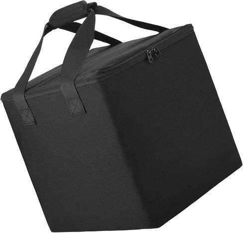 12Inch Record Organizer Bag with Upright Album Storage, Zippered Opening, Carry Handles, Foldable Black Tote for Daily Shelf Use At Home in Saudi Arabia