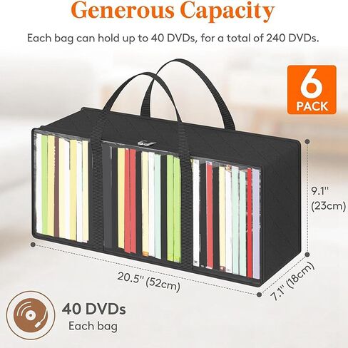 DVD Storage Bags 12 Pcs, Clear PVC Plastic CD Organizer with Handles and Zipper, Media Holder in Saudi Arabia