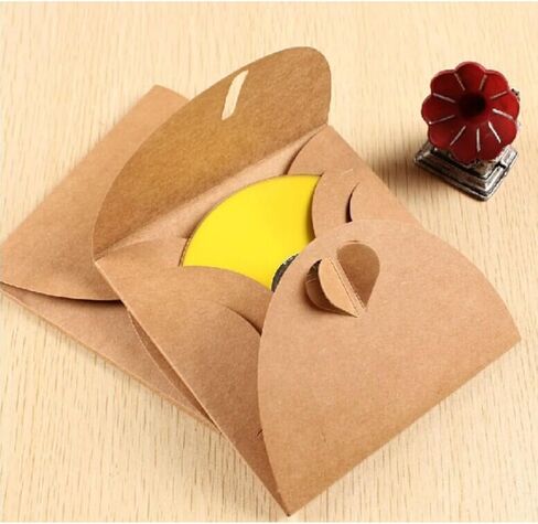50Pcs 13x13cm CD Kraft Paper Sleeves with Extra Disc Space in Saudi Arabia