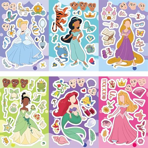 24 Sheets Cute Princess Stickers for Teens Make Your Own Cartoon Character Sticker Make a Face Stickers for Teens, Rewards Movies Themed Art Craft Party Supplies (Princess) in Kuwait
