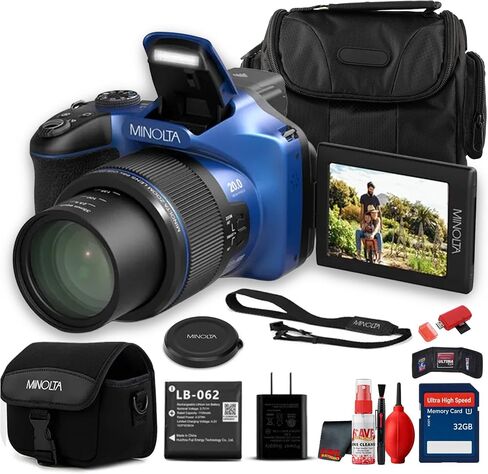 Minolta MN68Z 20MP 4K Ultra HD 68x Optical Zoom Bridge Camera Red (Bundle) in Kuwait