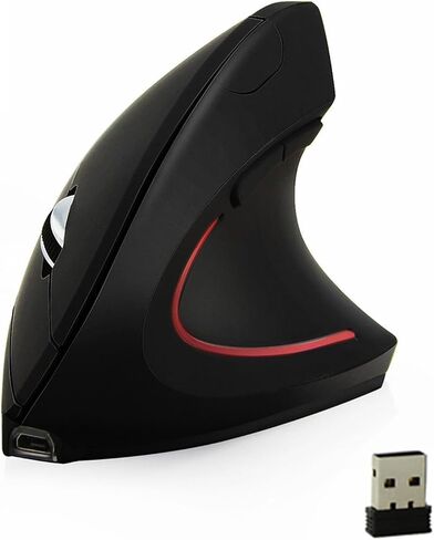 FLY WAY Wireless Bluetooth Vertical Mouse, Ergonomic 800/1200/1600DPI Colorful Backlight Mice with BT CSR 4.0 Receiver, 6 Buttons, for PC Laptop Computer MacBook (Black) in Kuwait