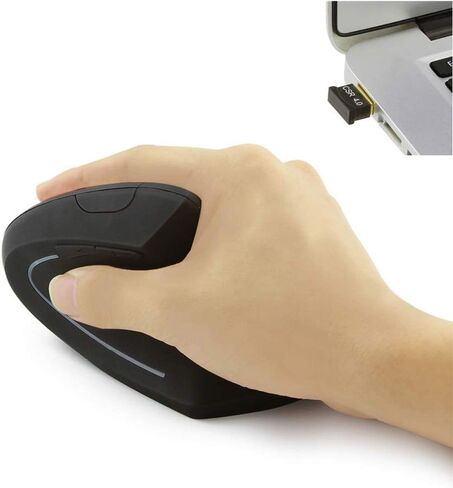 FLY WAY Wireless Bluetooth Vertical Mouse, Ergonomic 800/1200/1600DPI Colorful Backlight Mice with BT CSR 4.0 Receiver, 6 Buttons, for PC Laptop Computer MacBook (Black) in Kuwait