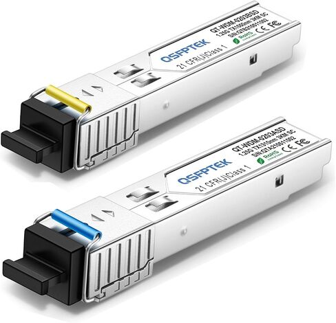 QSFPTEK 1Pair 1.25G SFP WDM SC Bidi Transceiver, 1.25gb Single-Mode Fiber Connector, sfp-wdm-sm 1000base bidi SFP SMF Simplex Fiber Module SMF 1310nm/1550nm DDM, up to 3 km for Cisco in Kuwait