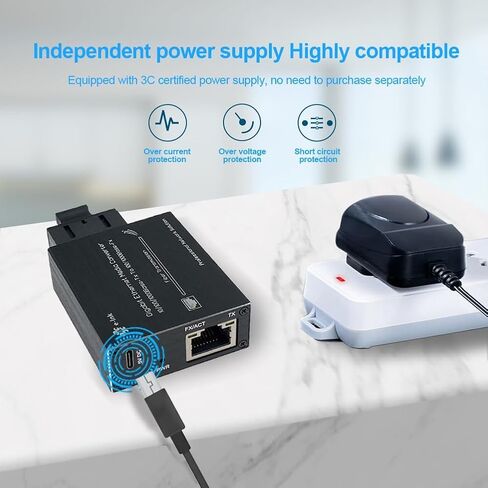 محول الوسائط Elenzk Gigabit SC بطول 20 كم مع منفذ طاقة USB-C in Kuwait