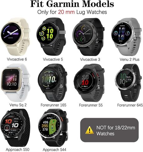 12 Pack Stretchy Nylon Compatible with Garmin Vivoactive 5 Watch Bands/Vivoactive 6, 20mm Quick Release Elastic Sport Strap for Venu Sq 2/Forerunner 55/165/245/645 Women Men in Saudi Arabia