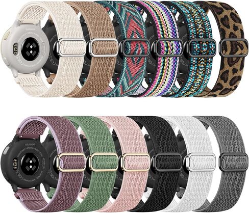 12 Pack Stretchy Nylon Compatible with Garmin Vivoactive 5 Watch Bands/Vivoactive 6, 20mm Quick Release Elastic Sport Strap for Venu Sq 2/Forerunner 55/165/245/645 Women Men in Saudi Arabia