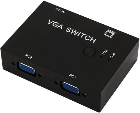 2-Port VGA Switch Box 2 in 1 Out, VGA SVGA XVGA UXGA Monitor Switcher, 2 Computers Share 1 Monitor or 1 Computer to 2 Monitors, No Power Required, Plug & Play, Button Switch in Kuwait