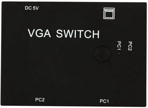 2-Port VGA Switch Box 2 in 1 Out, VGA SVGA XVGA UXGA Monitor Switcher, 2 Computers Share 1 Monitor or 1 Computer to 2 Monitors, No Power Required, Plug & Play, Button Switch in Kuwait