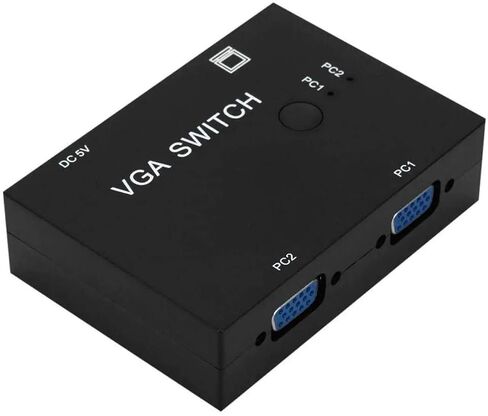 2-Port VGA Switch Box 2 in 1 Out, VGA SVGA XVGA UXGA Monitor Switcher, 2 Computers Share 1 Monitor or 1 Computer to 2 Monitors, No Power Required, Plug & Play, Button Switch in Kuwait
