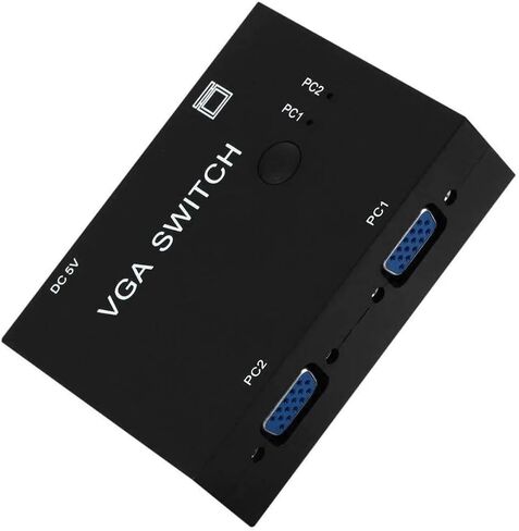 2-Port VGA Switch Box 2 in 1 Out, VGA SVGA XVGA UXGA Monitor Switcher, 2 Computers Share 1 Monitor or 1 Computer to 2 Monitors, No Power Required, Plug & Play, Button Switch in Kuwait