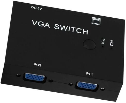 2-Port VGA Switch Box 2 in 1 Out, VGA SVGA XVGA UXGA Monitor Switcher, 2 Computers Share 1 Monitor or 1 Computer to 2 Monitors, No Power Required, Plug & Play, Button Switch in Kuwait
