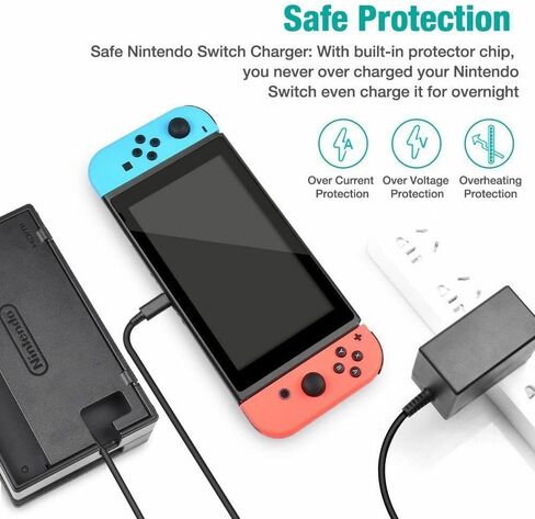 Charger for Nintendo Switch | 2.4A AC Power Supply Adapter with 5FT USB C Cable | Fast Travel Wall Charging Kit Compatible with OLED/Dock Switch and Pro Controller (Support TV Mode) in Kuwait