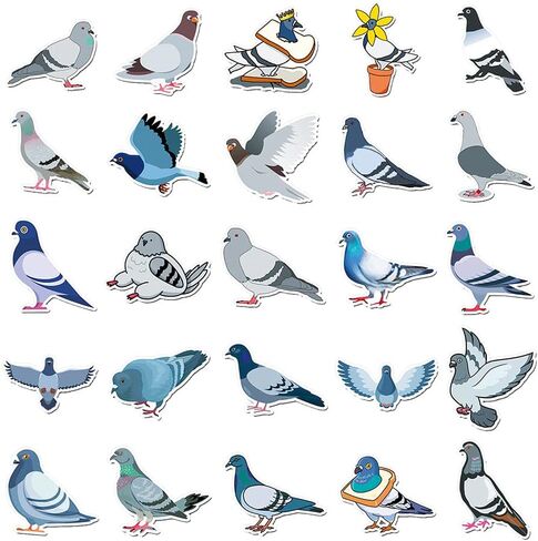Funny Cartoon Waterproof Pigeon Vinyl Sticker Pack - 50 PCS in Kuwait