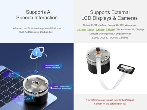 ESP32-S3 AI Smart Speaker Development Board Onboard Dual Microphone Array, AI Speech, Surround RGB Lighting, Supports Connecting External LCD Displays and Cameras, ESP32-S3 Audio Board in Kuwait