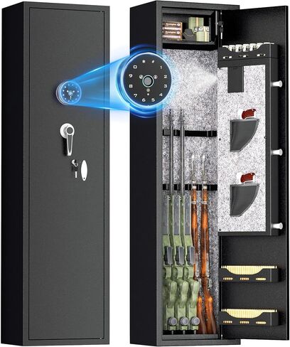 INTERGREAT [No‑Assembly Required] Rifle Gun Safe, 8-10 Gun Safes for Rifles and Pistols, Home Gun Safe with Storage Pockets for Long Gun and Shotguns, Digital Keypad in Kuwait