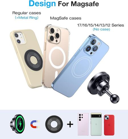 Coolpow for Magsafe Wireless Car Charger Magnetic Wireless Charging Phone Holder with 20mm Ball Mount【Super Magnet】 Magnetic Ball Mount Adapter 20mm Ball Joint Compatible with Bulletpoint Mounting in Saudi Arabia