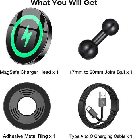 Coolpow for Magsafe Wireless Car Charger Magnetic Wireless Charging Phone Holder with 20mm Ball Mount【Super Magnet】 Magnetic Ball Mount Adapter 20mm Ball Joint Compatible with Bulletpoint Mounting in Saudi Arabia