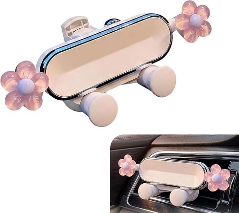 1 Pack Cute Car Phone Holder, Snap-On Pink Bow Styling Phones Air Vent Mount Bracket, Creative Auto Interior Decoration Stand for Women Girls, Universal Fit for Most Cars (Style A) in Saudi Arabia