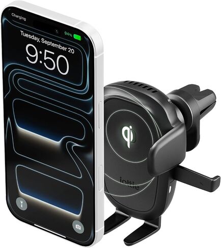 iOttie Easy One Touch Wireless 3 Air Vent Car Mount, Qi Fast Charging Phone Holder, One-Handed Auto Clamp, Secure Vent Clip, Adjustable Viewing for iPhone 12-17, Galaxy & Smartphones in Kuwait