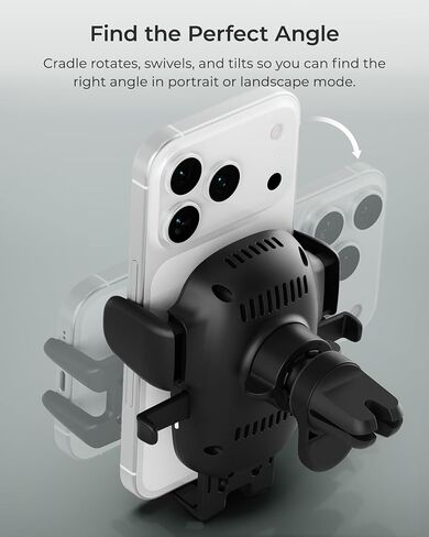 iOttie Easy One Touch Wireless 3 Air Vent Car Mount, Qi Fast Charging Phone Holder, One-Handed Auto Clamp, Secure Vent Clip, Adjustable Viewing for iPhone 12-17, Galaxy & Smartphones in Kuwait