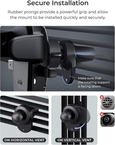 iOttie Easy One Touch Wireless 3 Air Vent Car Mount, Qi Fast Charging Phone Holder, One-Handed Auto Clamp, Secure Vent Clip, Adjustable Viewing for iPhone 12-17, Galaxy & Smartphones in Kuwait