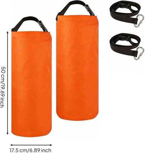 Drawstring Pouch Round Bottom Storage Bag Sand Anchor Sack Umbrella Weight Carrier Rugged Waterproof Polyester With Adjustable Strap suitable for, Orange in Kuwait