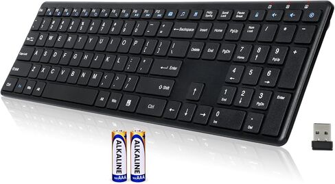 Wireless Keyboard-2.4G USB Ultra Slim Quiet Full Size Matte PC Computer Keyboard,19 Multimedia Keys,Number Pad,Plug&Play,Lag-Free Ergo,Long Battery Life for Desktop,Laptop,Smart TV,MAC,Windows,QWERTY in Saudi Arabia