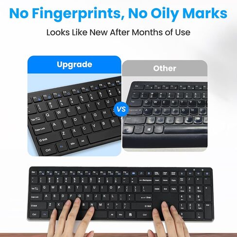Wireless Keyboard-2.4G USB Ultra Slim Quiet Full Size Matte PC Computer Keyboard,19 Multimedia Keys,Number Pad,Plug&Play,Lag-Free Ergo,Long Battery Life for Desktop,Laptop,Smart TV,MAC,Windows,QWERTY in Saudi Arabia