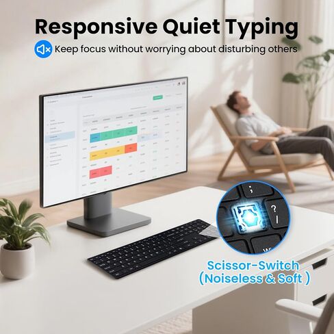 Wireless Keyboard-2.4G USB Ultra Slim Quiet Full Size Matte PC Computer Keyboard,19 Multimedia Keys,Number Pad,Plug&Play,Lag-Free Ergo,Long Battery Life for Desktop,Laptop,Smart TV,MAC,Windows,QWERTY in Saudi Arabia