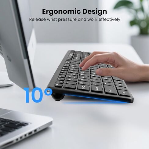 Wireless Keyboard-2.4G USB Ultra Slim Quiet Full Size Matte PC Computer Keyboard,19 Multimedia Keys,Number Pad,Plug&Play,Lag-Free Ergo,Long Battery Life for Desktop,Laptop,Smart TV,MAC,Windows,QWERTY in Saudi Arabia