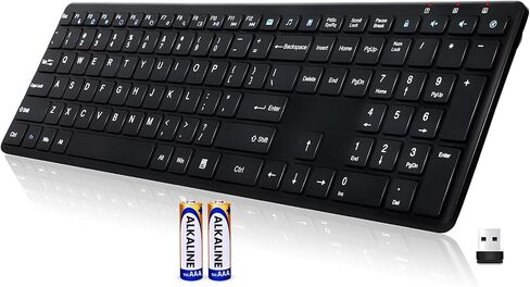Wireless Keyboard-2.4G USB Ultra Slim Quiet Full Size Matte PC Computer Keyboard,19 Multimedia Keys,Number Pad,Plug&Play,Lag-Free Ergo,Long Battery Life for Desktop,Laptop,Smart TV,MAC,Windows,QWERTY in Saudi Arabia