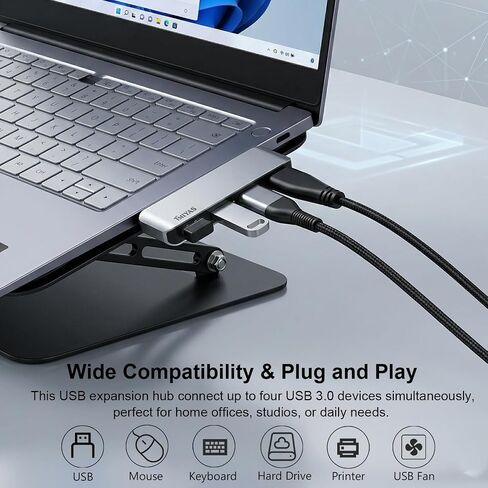Right Side USB 3.0 Hub, 4-Port Cable-Free USB Splitter for Laptop, Direct-Plug Design, Compatible with MacBook, Laptops, Surface, Flash Drive, HDD and USB More in Kuwait