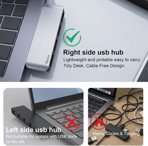 Right Side USB 3.0 Hub, 4-Port Cable-Free USB Splitter for Laptop, Direct-Plug Design, Compatible with MacBook, Laptops, Surface, Flash Drive, HDD and USB More in Kuwait