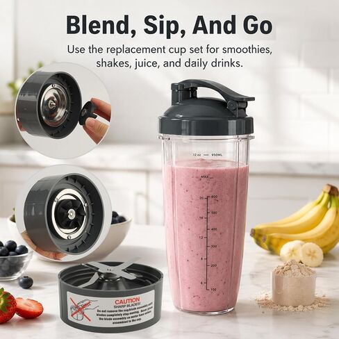4 Pack Blender Cups & Blade Replacement Set, 32Oz Huge Cup with in Saudi Arabia