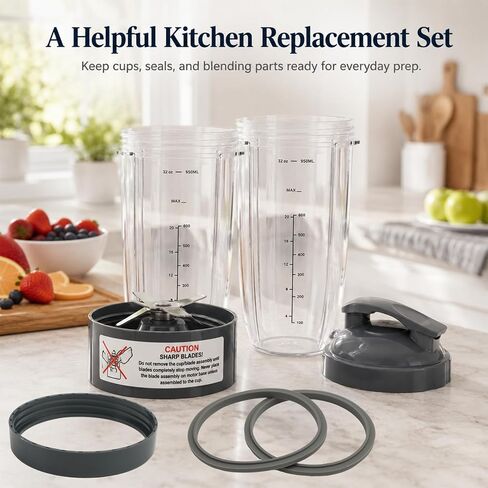 4 Pack Blender Cups & Blade Replacement Set, 32Oz Huge Cup with in Saudi Arabia