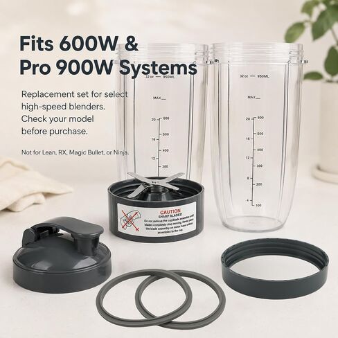4 Pack Blender Cups & Blade Replacement Set, 32Oz Huge Cup with in Saudi Arabia