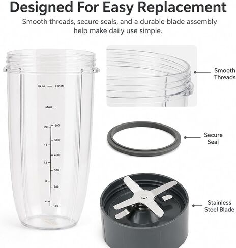 4 Pack Blender Cups & Blade Replacement Set, 32Oz Huge Cup with in Saudi Arabia