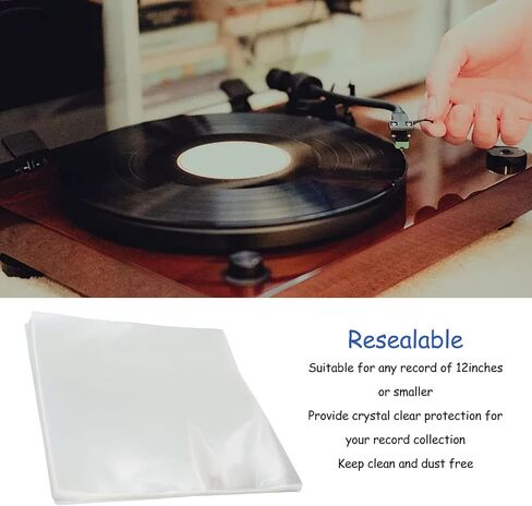 Generic 50Pcs Record Sleeves OPP Plastic Outer Covers for 12in Records Resealable Non Adhesive Clear Storage for Single and Double Albums Collectors DJs Home Use in Kuwait