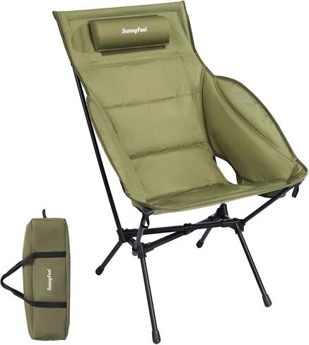 SUNNYFEEL Oversized High Back Padded Camping Chair, Portable Folding Outdoor Chair, Sturdy Camping Chair, Ultralight Compact Chair for Camping, Beach, Festival, Travel, Patio (Army Green) in Saudi Arabia