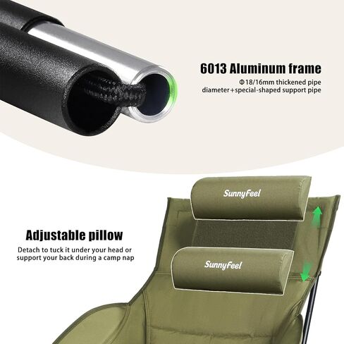 SUNNYFEEL Oversized High Back Padded Camping Chair, Portable Folding Outdoor Chair, Sturdy Camping Chair, Ultralight Compact Chair for Camping, Beach, Festival, Travel, Patio (Army Green) in Saudi Arabia
