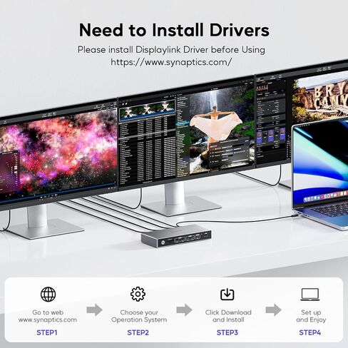 Displaylink Docking Station Triple Displays for MacBook M1-M5 & Windows in Kuwait