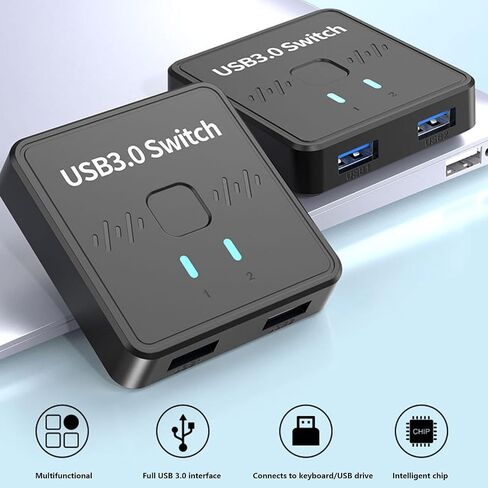 USB3.0 Switcher 1x2 / 2x1 USB Bidirectional USB3.0 Switcher Extender Shared Controller for Keyboard Printer Printer Scanner Sharing in Kuwait