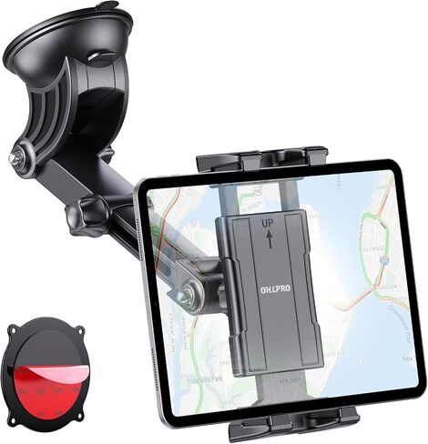 OHLPRO Tablet Holder for Car Dashboard [Suction Cup Mount] Windshield Wall Desk, Adjustable Stand for 5-13" iPad mini Air Pro Galaxy Tab S9 Phone - Heavy Duty Truck Accessories (9" Arm) in Kuwait