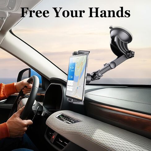 OHLPRO Tablet Holder for Car Dashboard [Suction Cup Mount] Windshield Wall Desk, Adjustable Stand for 5-13" iPad mini Air Pro Galaxy Tab S9 Phone - Heavy Duty Truck Accessories (9" Arm) in Kuwait