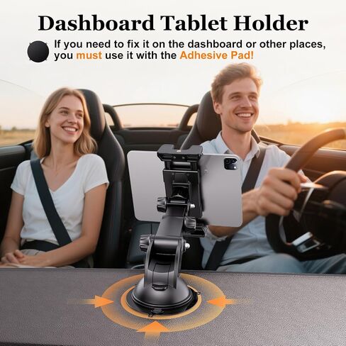 OHLPRO Tablet Holder for Car Dashboard [Suction Cup Mount] Windshield Wall Desk, Adjustable Stand for 5-13" iPad mini Air Pro Galaxy Tab S9 Phone - Heavy Duty Truck Accessories (9" Arm) in Kuwait